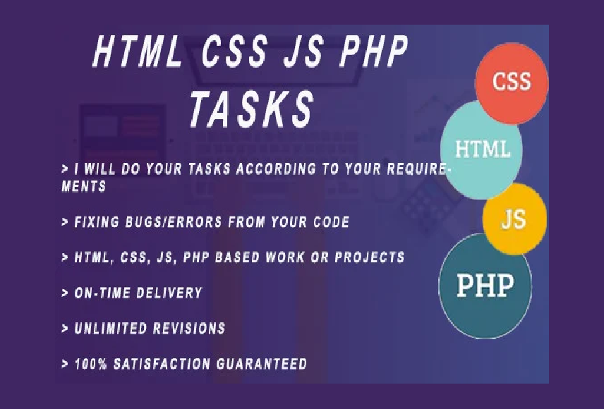 I will do your html css javascript php mysql work within 24h