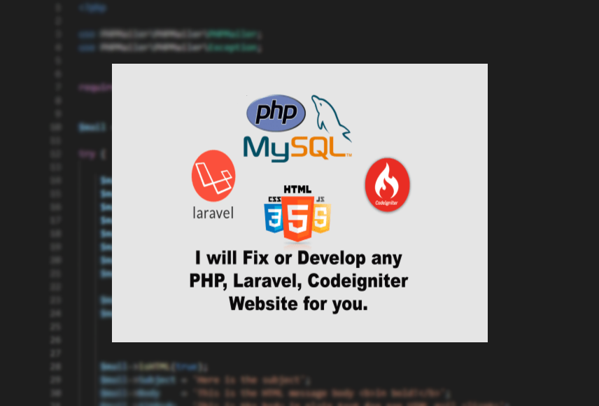 Develop or fix php (Laravel, Codeigniter) website